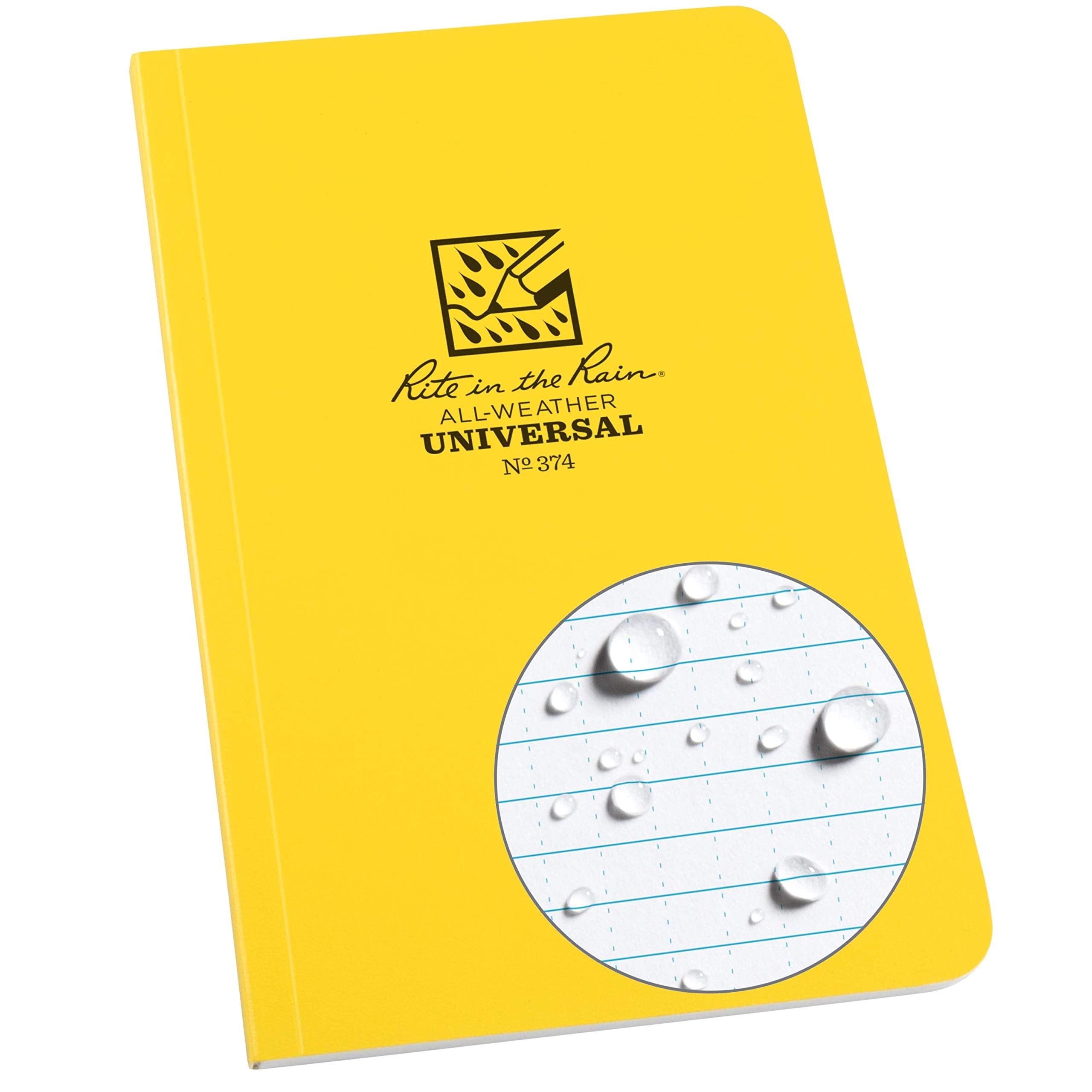 Rite In The Rain Weatherproof Soft Cover Notebook, 4.625' X 7.25', Yellow Cover, Universal Pattern (No. 374)