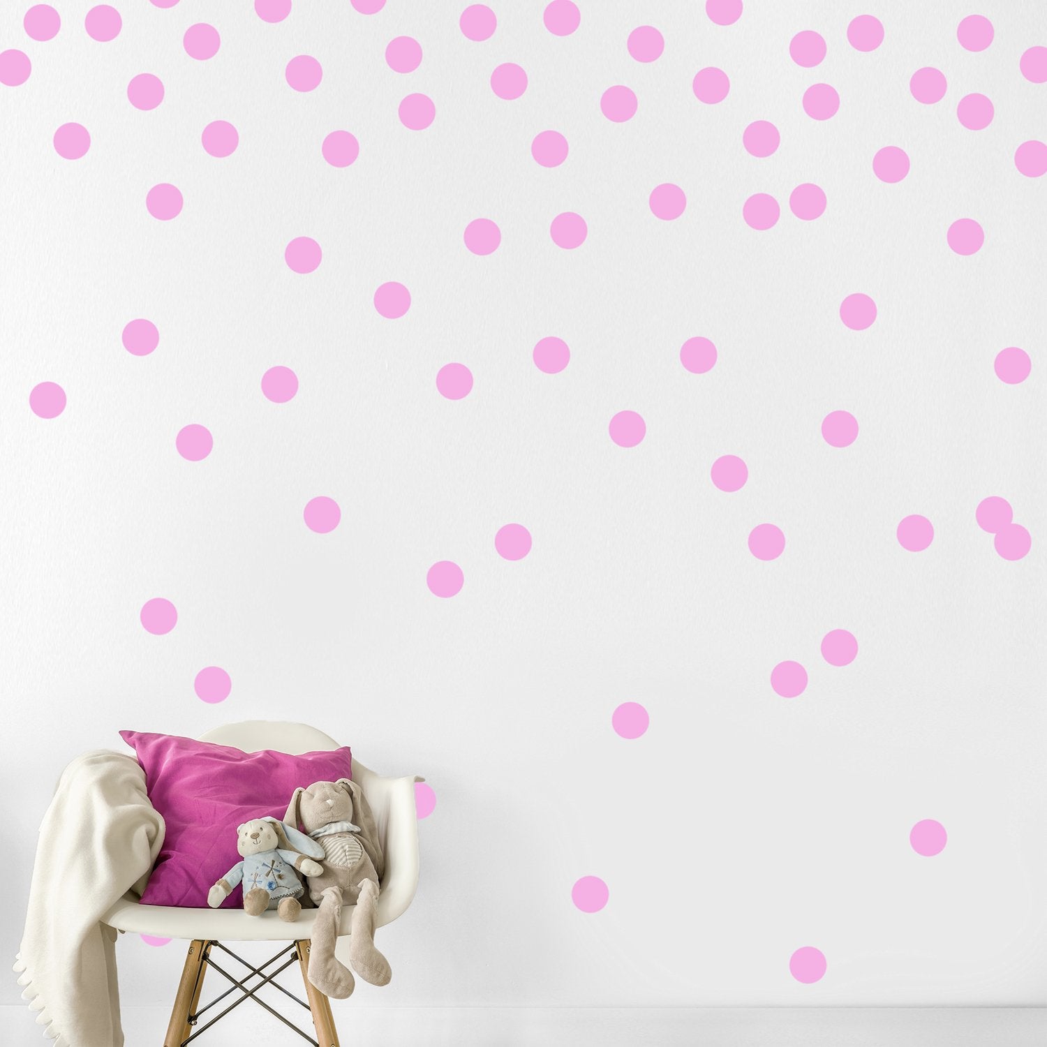 Pink Wall Decal Dots (200 Decals) | Easy Peel & Stick + Safe on Walls Paint | Removable Matte Vinyl Polka Dot Decor | Round Circ