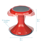 Ecr4Kids Ace Active Core Engagement Wobble Stool, 15-Inch Seat Height, Flexible Seating, Red