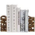 MyGift Rustic Burnt Wood Decorative Bookends with READ and PRAY Carved Block Words, Home Office Childrens Library Book Stand, 1