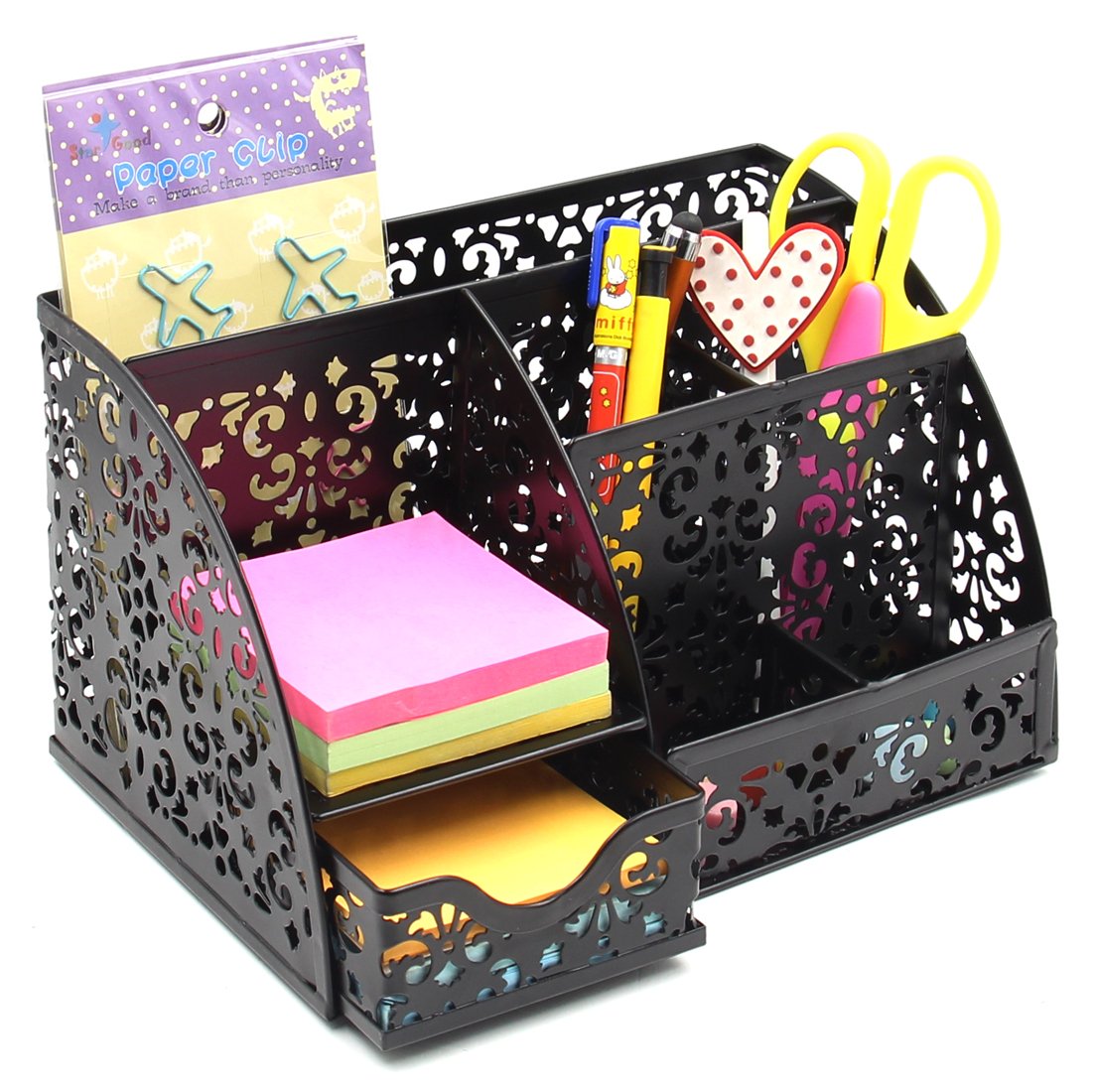Easypag Desk Organizer Caddy With 6 Compartments And 1 Sliding Drawer Desktop Accessories Office Supplies Holder For Home School