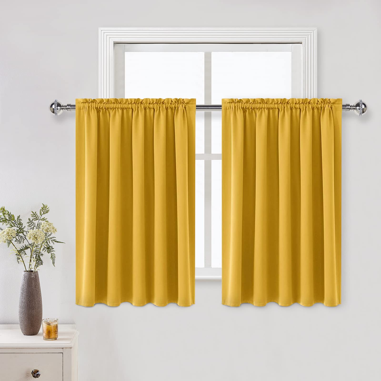 Dwcn Thermal Short Blackout Curtains For Small Window, Energy Saving Room Darkening Curtains For Nursery/Bedroom/Kitchen(W60 X L