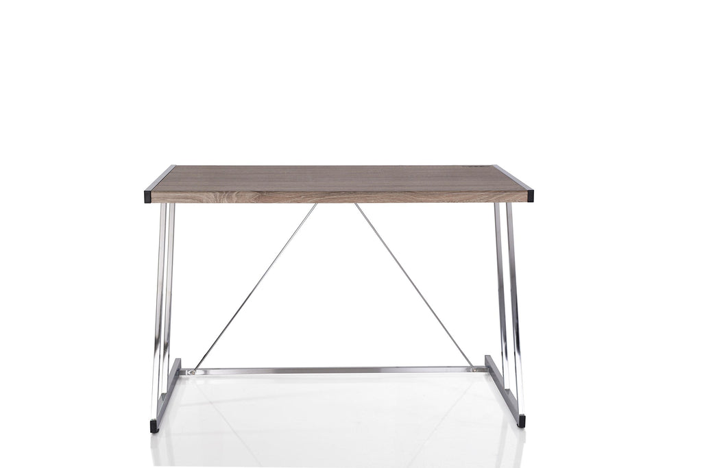 Acme Finis Writing Desk with USB Dock in Weathered Oak and Chrome
