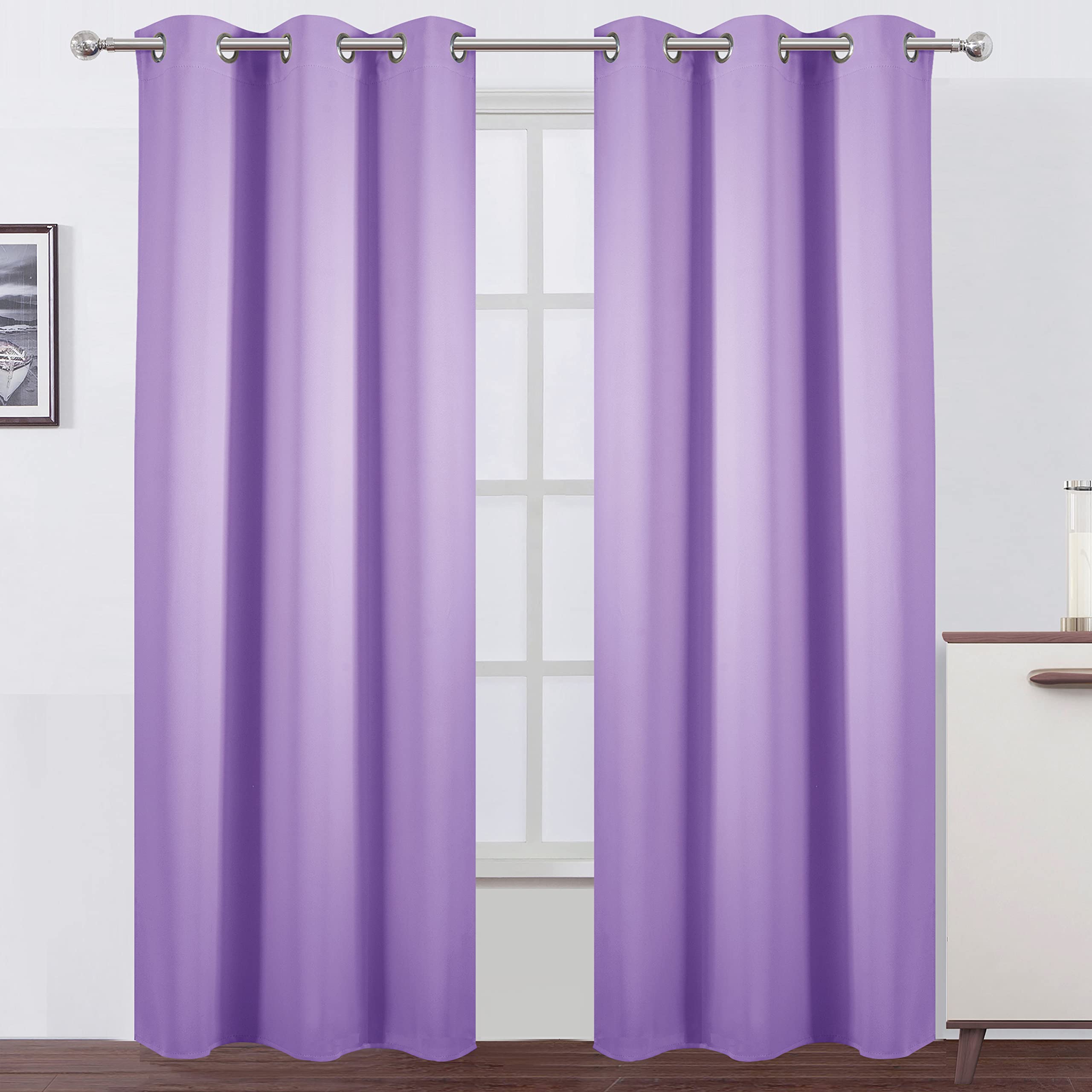 Lemomo Blackout Curtains 42 X 84 Inch/Lavender Curtains Set Of 2 Panels/Thermal Insulated Room Darkening Bedroom Curtains