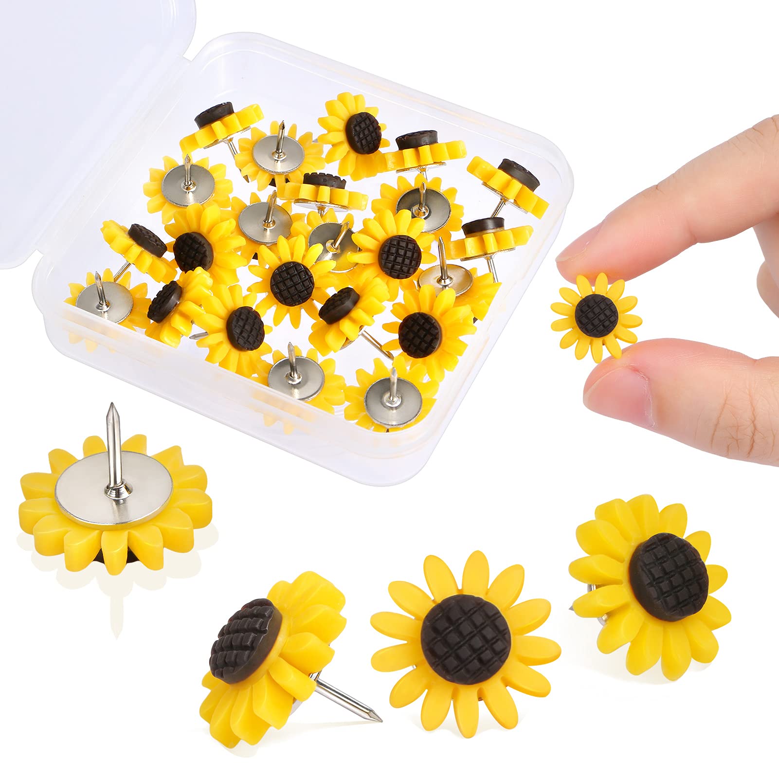 Ccozn Sunflower Push Pins, Thumb Tacks Decorative Push Pins Cork Board Pins For Bulletin Board Photos Wall Office Decorations Cl