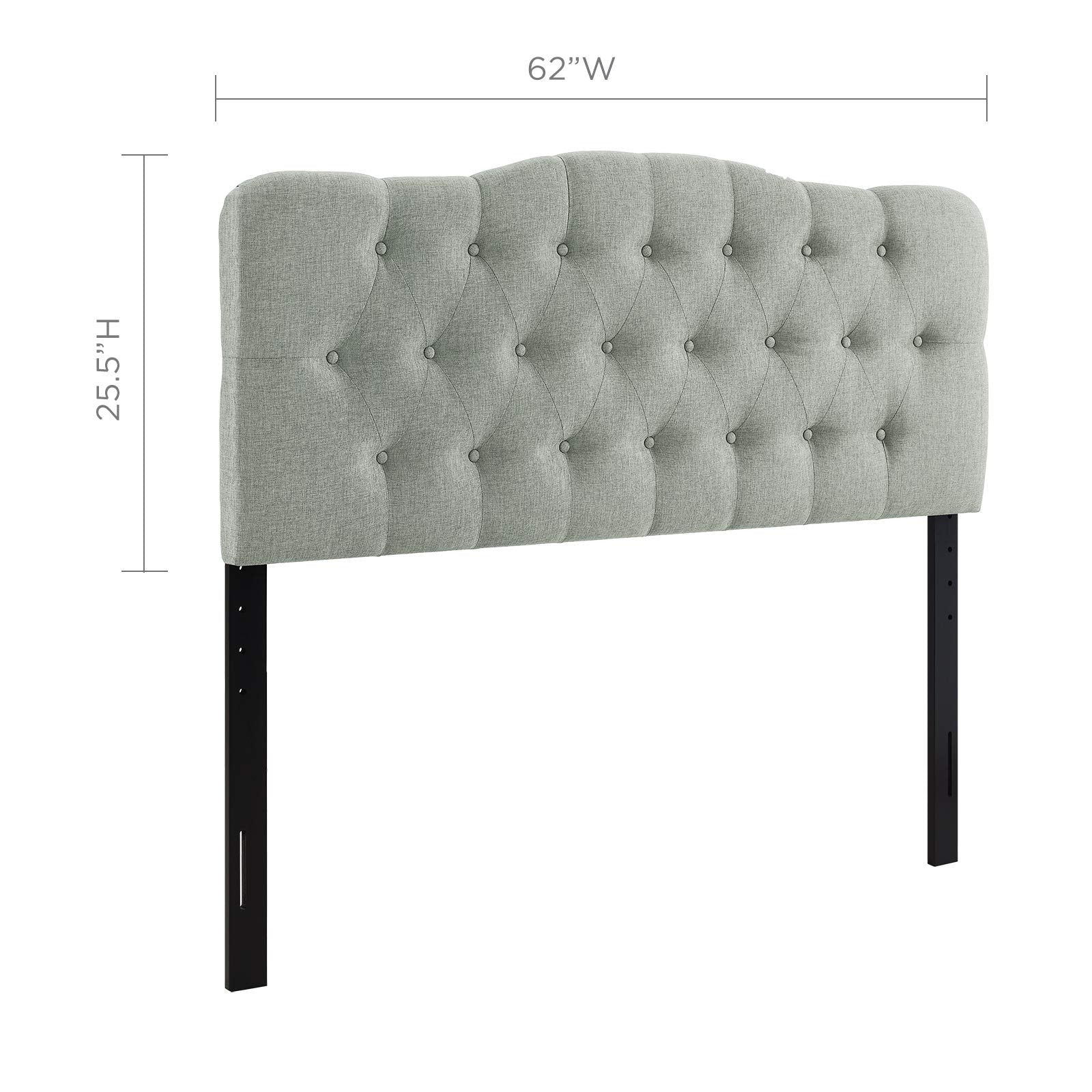 Modway Annabel Tufted Button Linen Fabric Upholstered Queen Headboard in Gray