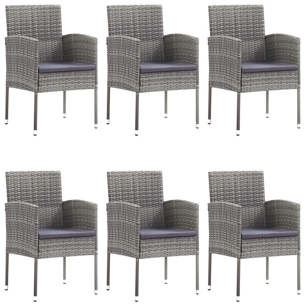 vidaXL Patio Dining Set 7 Piece Outdoor Garden Terrace Yard Patio Table and Chair Seating Seat Dining Set Furniture Poly Rattan Anthracite and Gray