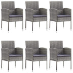 vidaXL Patio Dining Set 7 Piece Outdoor Garden Terrace Yard Patio Table and Chair Seating Seat Dining Set Furniture Poly Rattan Anthracite and Gray