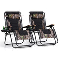 Phi Villa Xxl Oversized Padded Zero Gravity Chair, Foldable Patio Recliner, 30' Wide Seat Anti Gravity Lounger With Cup Holder, Set Of 2, Support 400 Lbs (Camouflage)