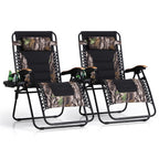 Phi Villa Xxl Oversized Padded Zero Gravity Chair, Foldable Patio Recliner, 30' Wide Seat Anti Gravity Lounger With Cup Holder, Set Of 2, Support 400 Lbs (Camouflage)