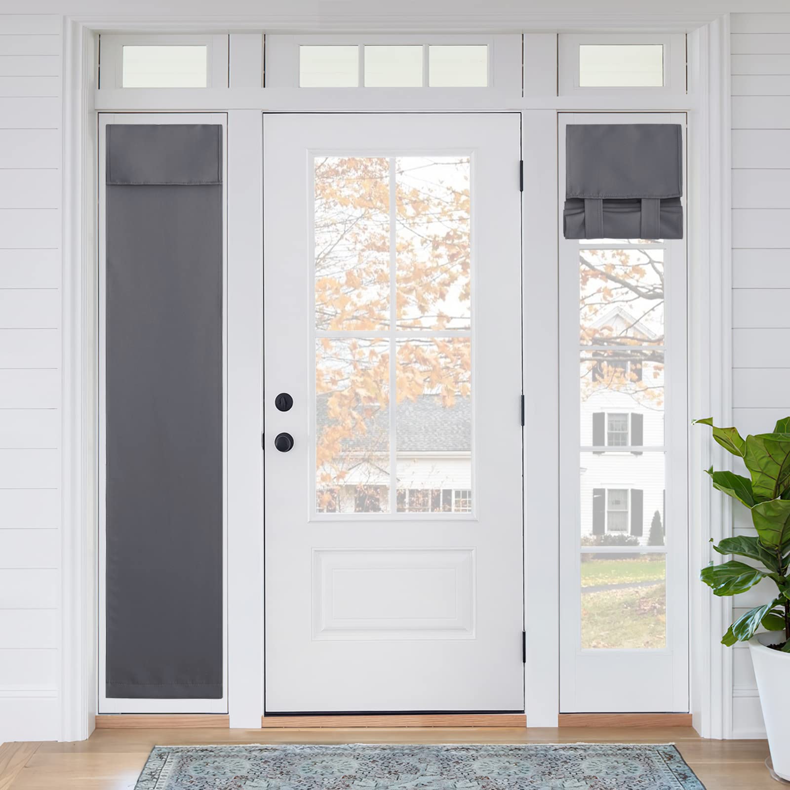 Ryb Home Sidelight Door Curtains Set, Thermal Insulated Blackout Front Door Window Curtains For French Door Full Privacy Assured