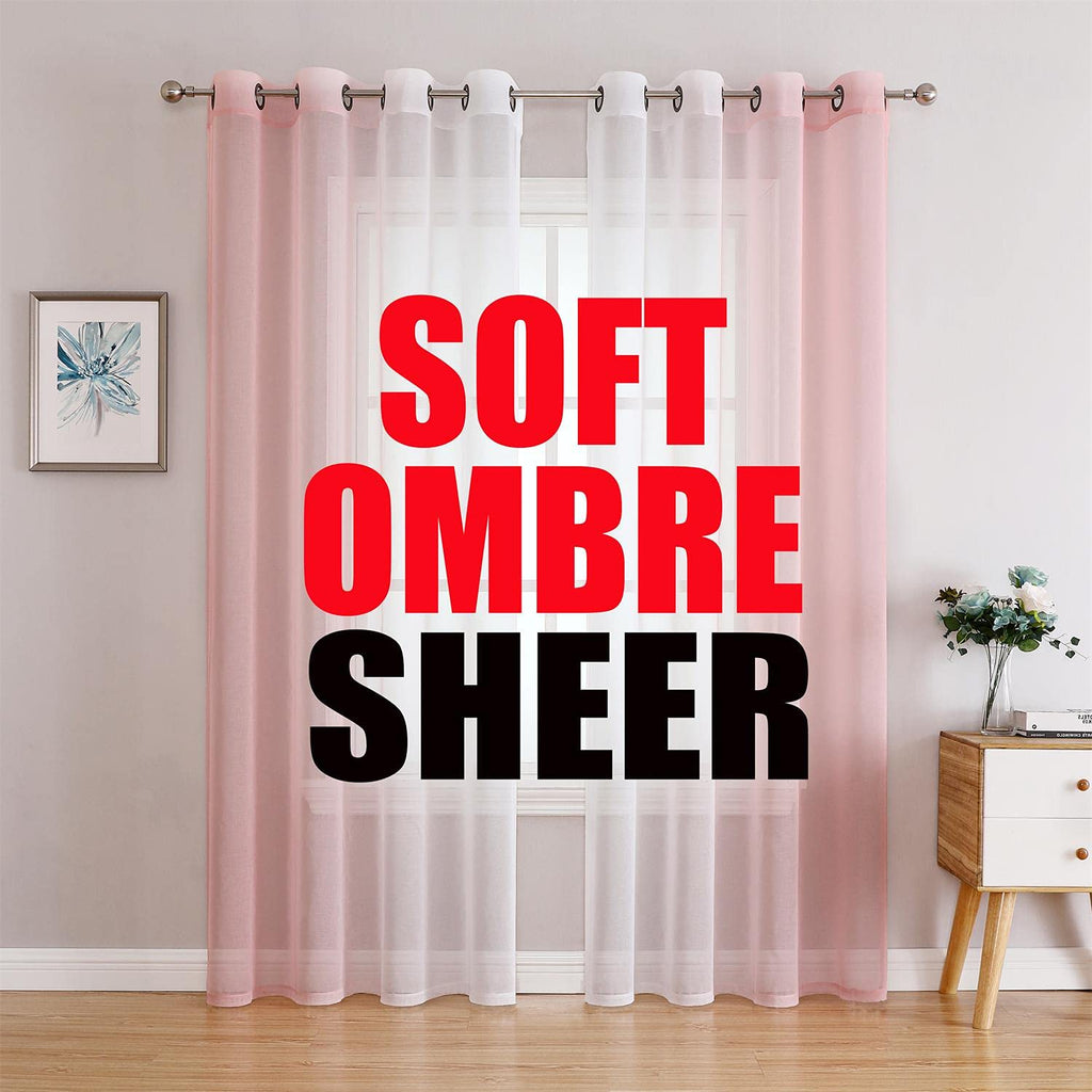 G2000 Sheer Curtains & Drapes 84 Inches Long Pink and White Ombre Curtains for Bedroom Living Room Window Curtains Light Filteri