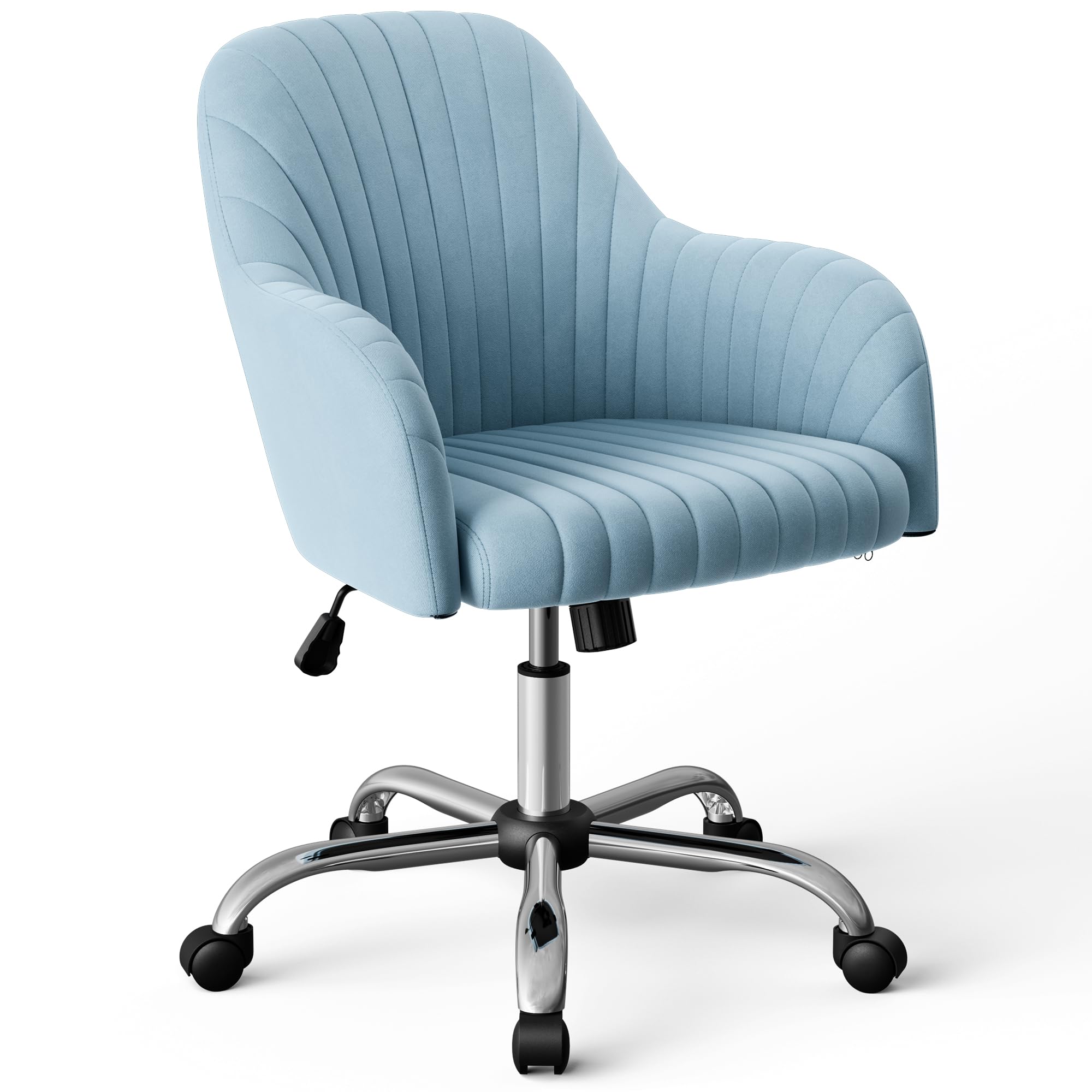 Warmiehomy Velvet Desk Chair for Home Office, Adjustable Swivel Task Chair Modern Computer Vanity Chairs with Arm Rest for Bedro