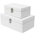 DECOR4SEASON Faux Leather Decorative Jewelry Storage Organizer Boxes Set of 2, White