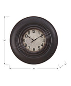 Monarch Specialties I 9045 Clocks, 20' Round, Wall Clock, Antique Brown, Transitional