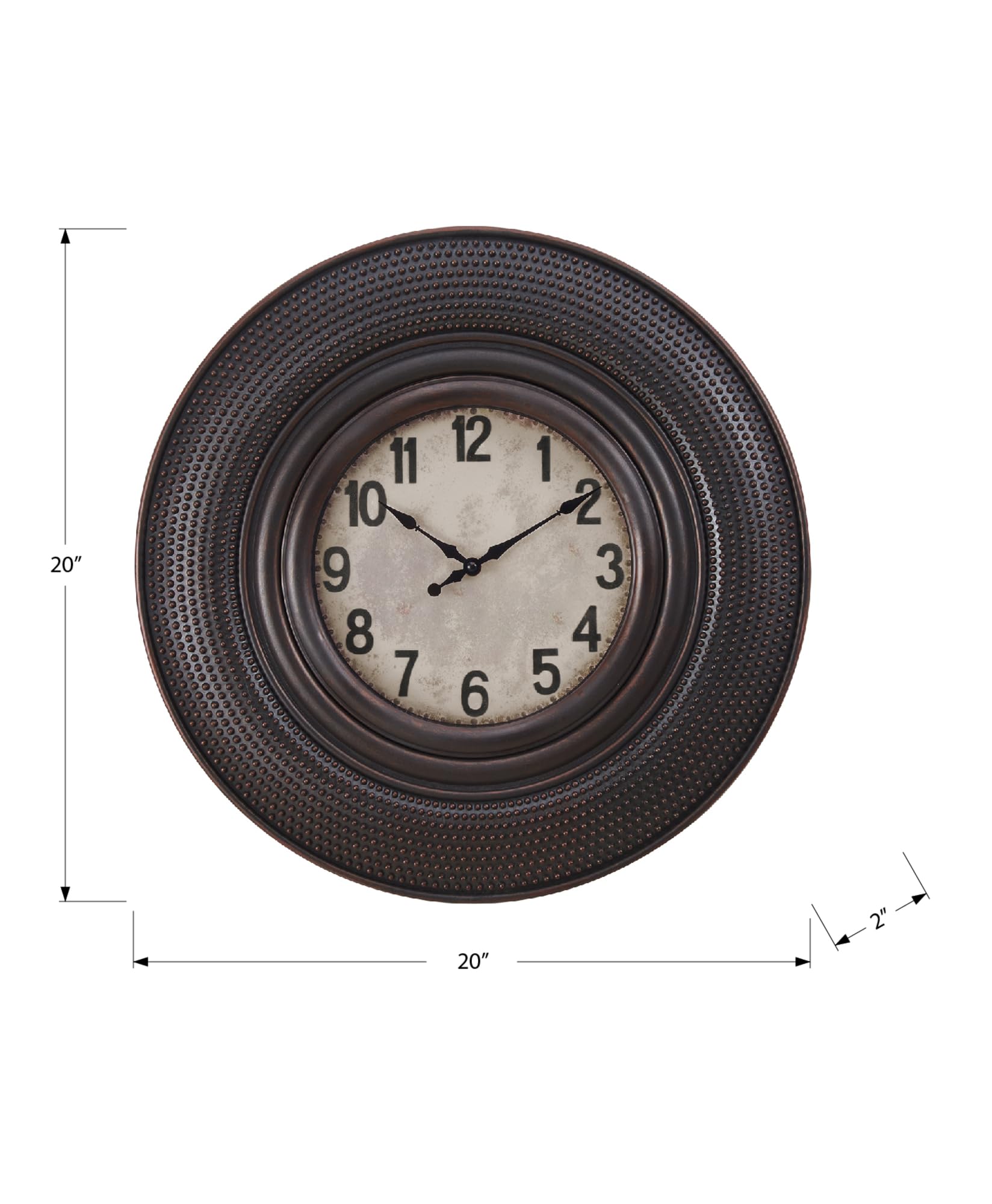Monarch Specialties I 9045 Clocks, 20' Round, Wall Clock, Antique Brown, Transitional