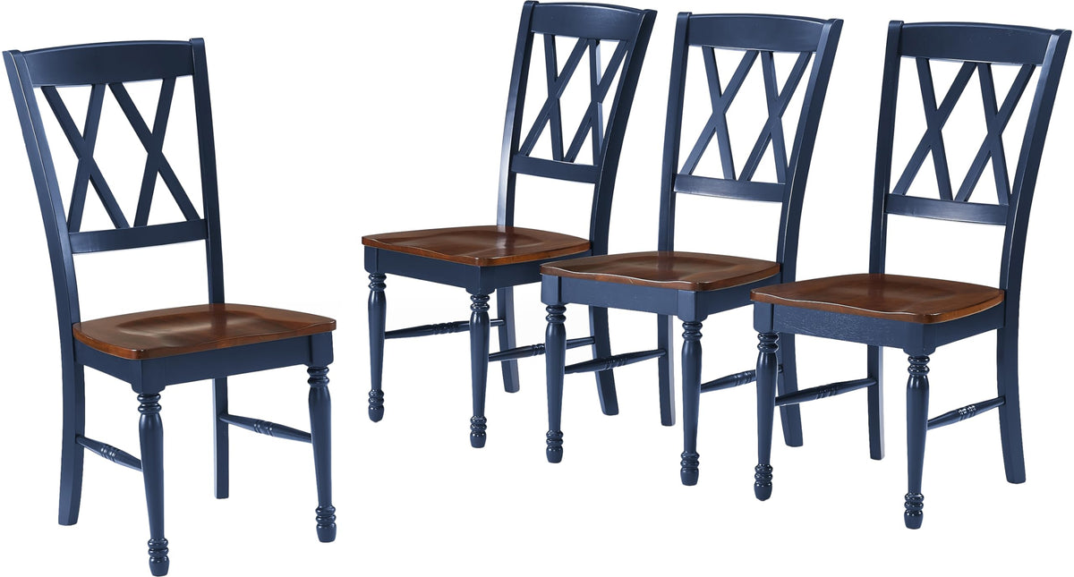 Crosley Furniture Shelby Traditional Wood X-Back Dining Room Chairs Set of 4, Kitchen Chair, Navy