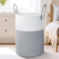 Woven Cotton Rope Laundry Basket 38x43 cm, Gray White