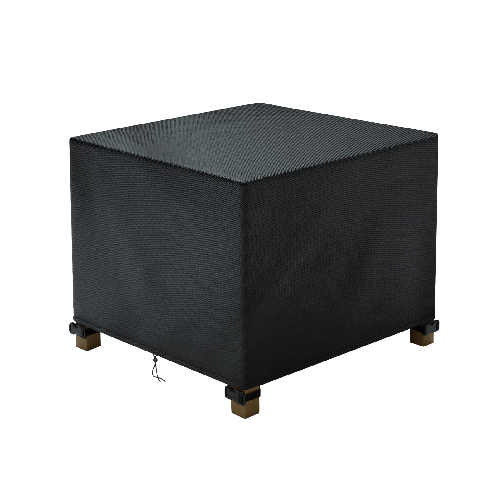 Dudsoeho Patio Ottoman Cover Waterproof, 28.3 X 28.3 X 16.9 Inch Rectangular Outdoor Side Table Cover, Durable Outdoor Furniture Cover, Black