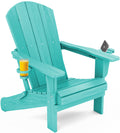 SERWALL Adirondack Chair with Cup Holders - Composite Adirondack Chairs HDPE Outdoor Chairs All Weather Use- Green