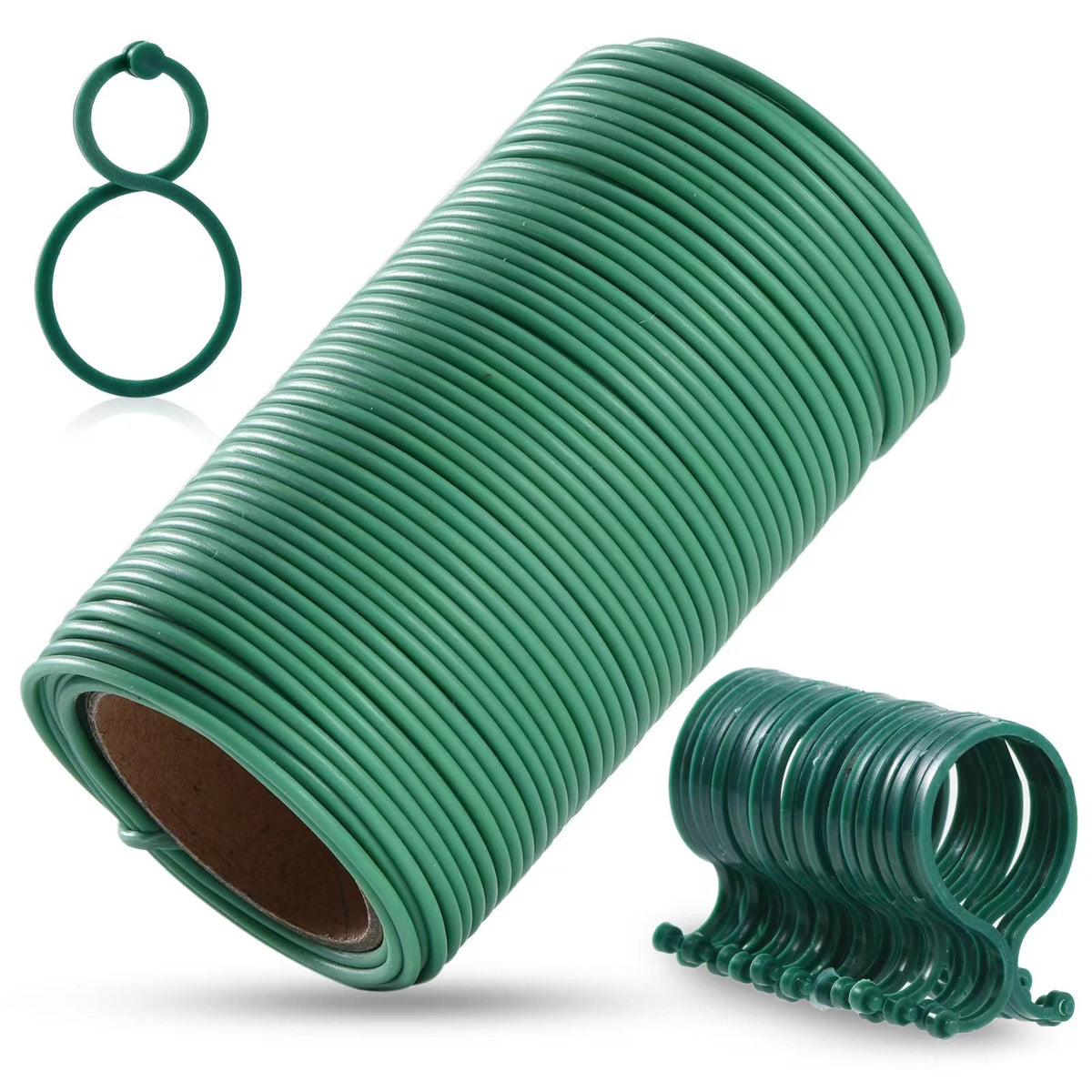 Telent Outdoors 118 Feet Soft Plant Tie Green Twist Garden Ties With 20Pcs Garden Plant Clips For Plants Gardening Home Office O