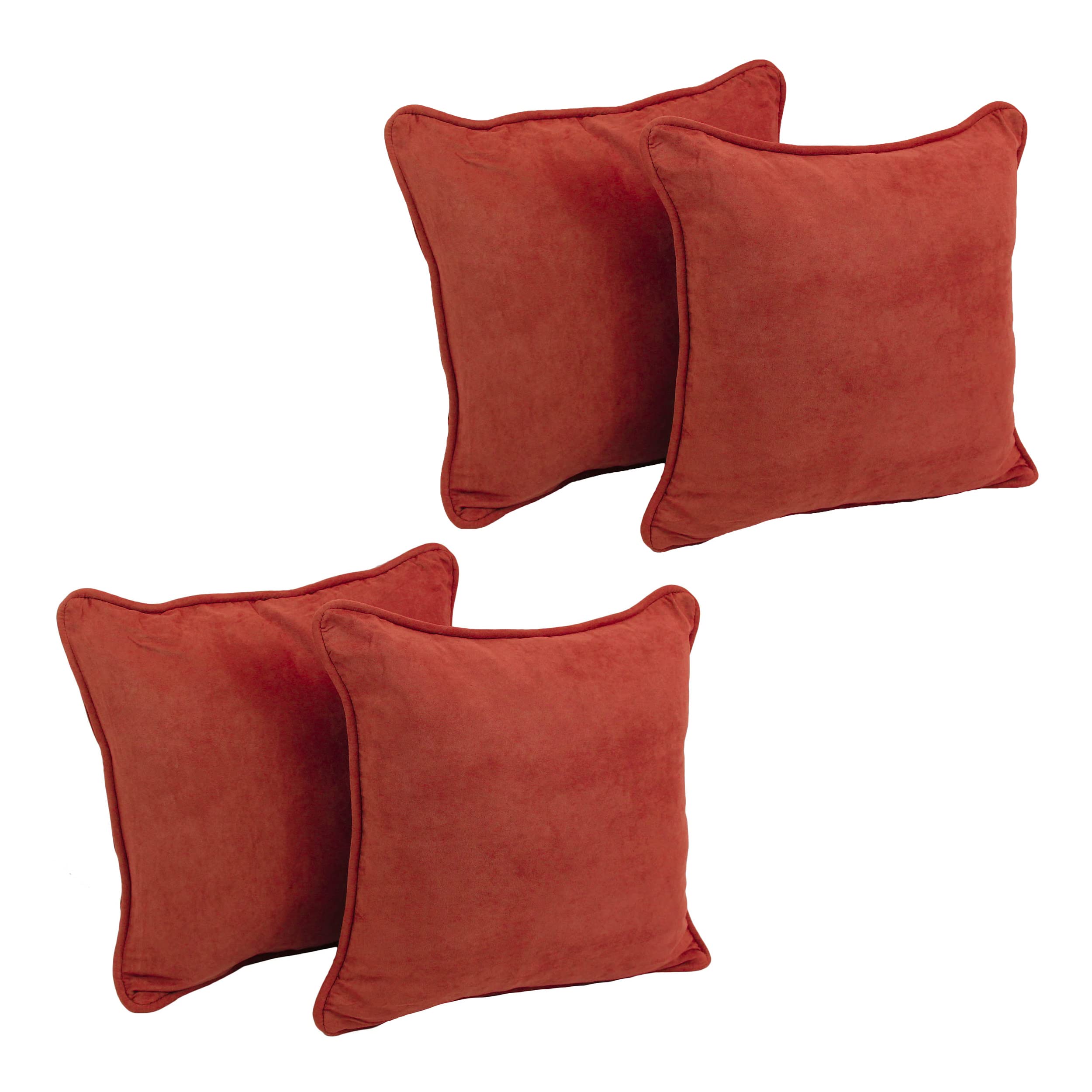 Blazing Needles Corded Microsuede Throw Pillow, 18&quot;, Cardinal Red 4 Count