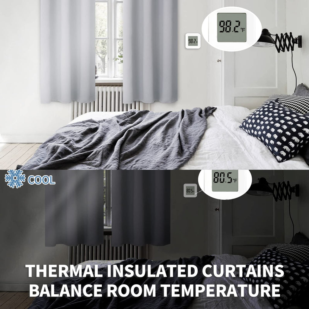 Bgment Light Grey Blackout Curtains 90 Inches Length - Rod Pocket Room Darkening Window Drapes For Bedroom Living Room Office, 2 Panels, 52 X 90 Inch