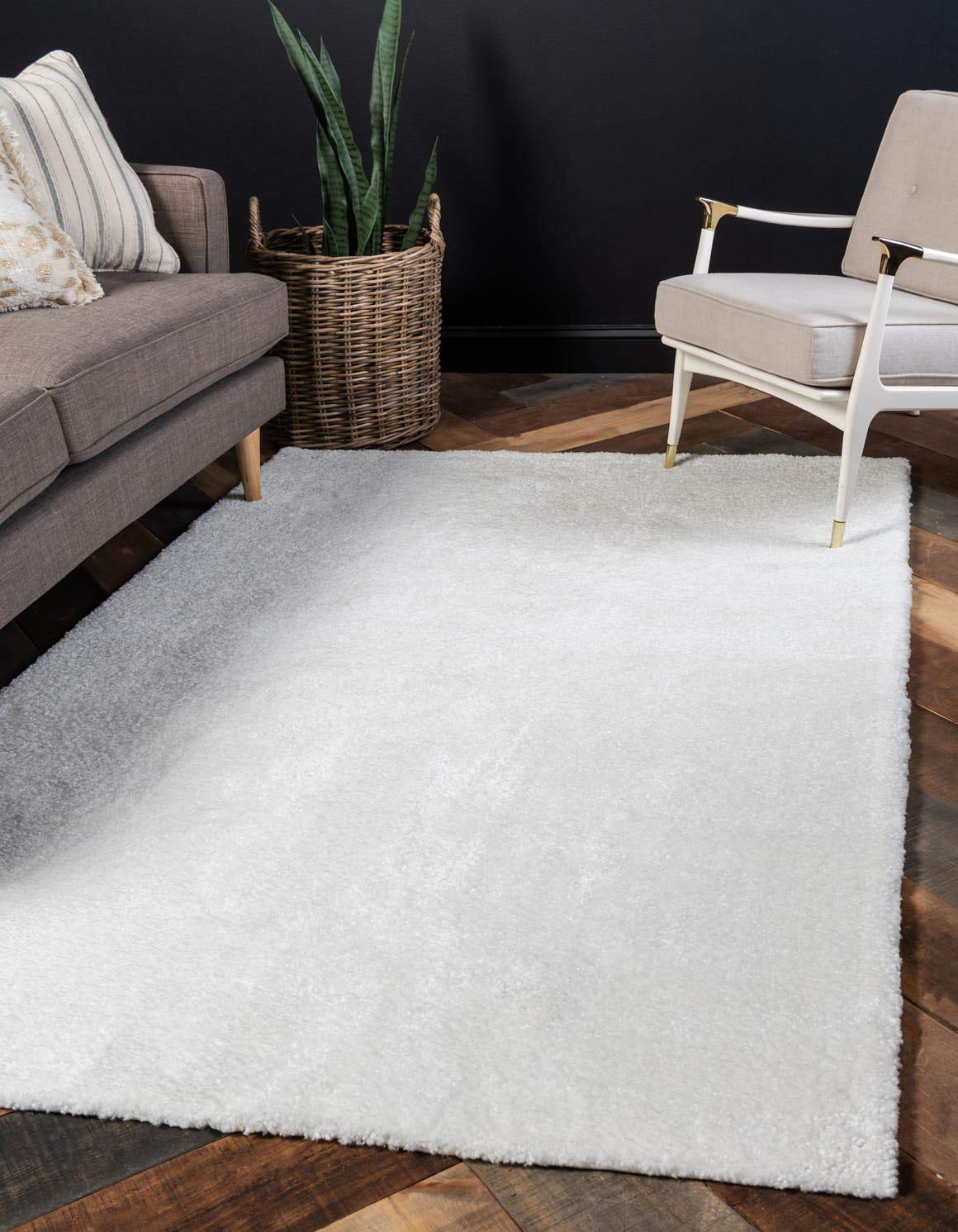 Unique Loom Solo Collection Area Rug - Calabasas (2 2 x 3 1 Rectangle, Snow White)