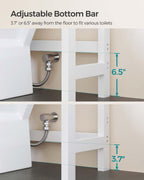 Songmics Over The Toilet Storage, 3-Tier Bamboo Over Toilet Bathroom Organizer With Adjustable Shelf, Fit Most Toilets, Space-Saving, Easy Assembly, White Ubts01Wt