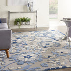 HomeRoots Blue/Grey 100% Polypropylene 7’ x 10’ Blue and Gray Indoor Outdoor Area Rug