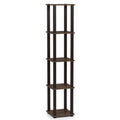 Furinno Turn-S-Tube 5-Tier Corner Square Rack Display Shelf, Walnut/Brown