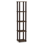 Furinno Turn-S-Tube 5-Tier Corner Square Rack Display Shelf, Walnut/Brown
