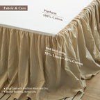 Biselina French Linen Bed Skirt With Pleated Frills 18-Inch Tailored Drop Natural Flax Cotton Blend Dust Ruffle Soft Cozy Farmho