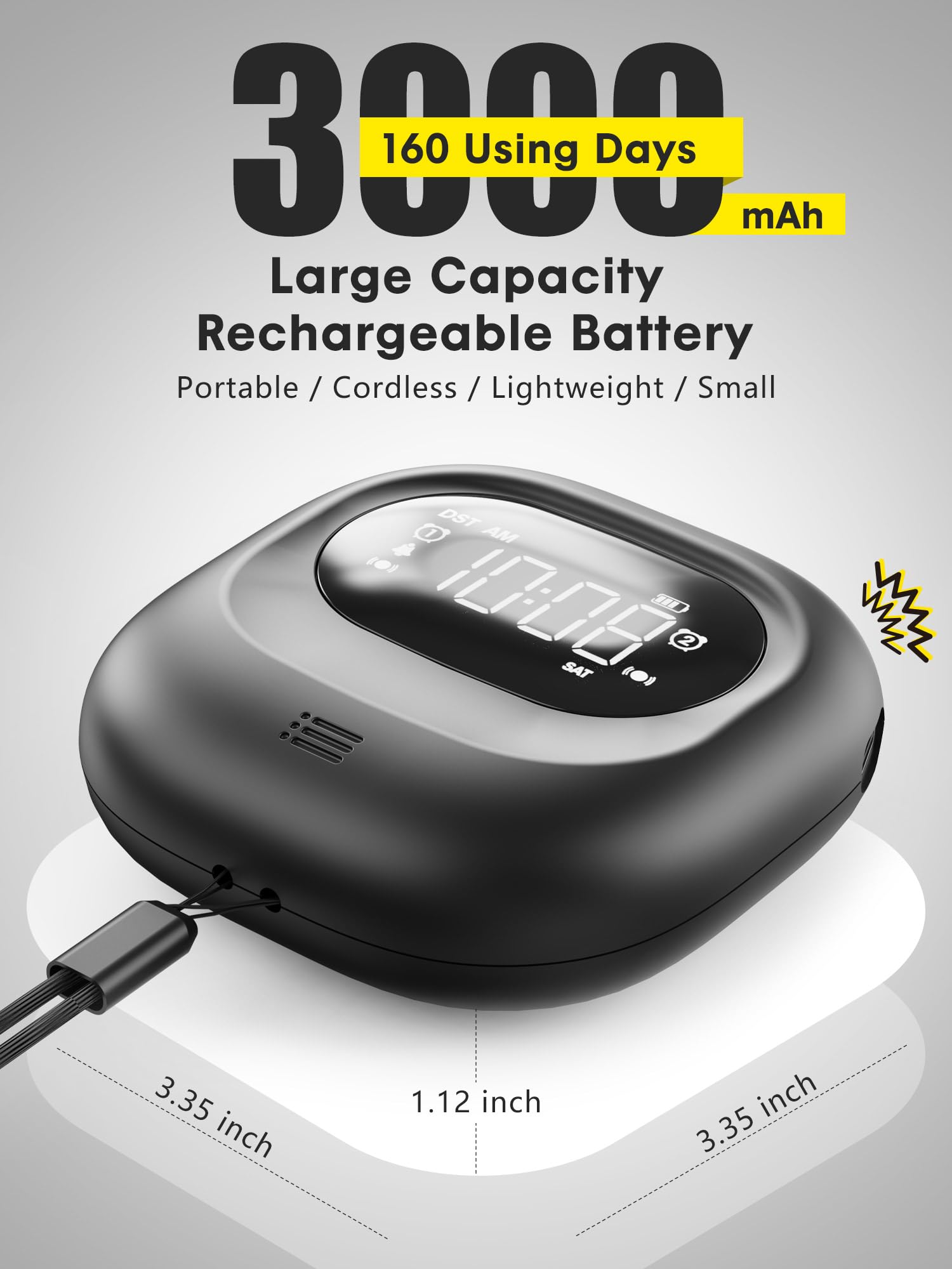 Rocam Loud Dual Alarm Clock With Bed Shaker, Vibrating Alarm Clock For Heavy Sleepers Adults/Kids/Teens/Deaf, Rechargeable Batte