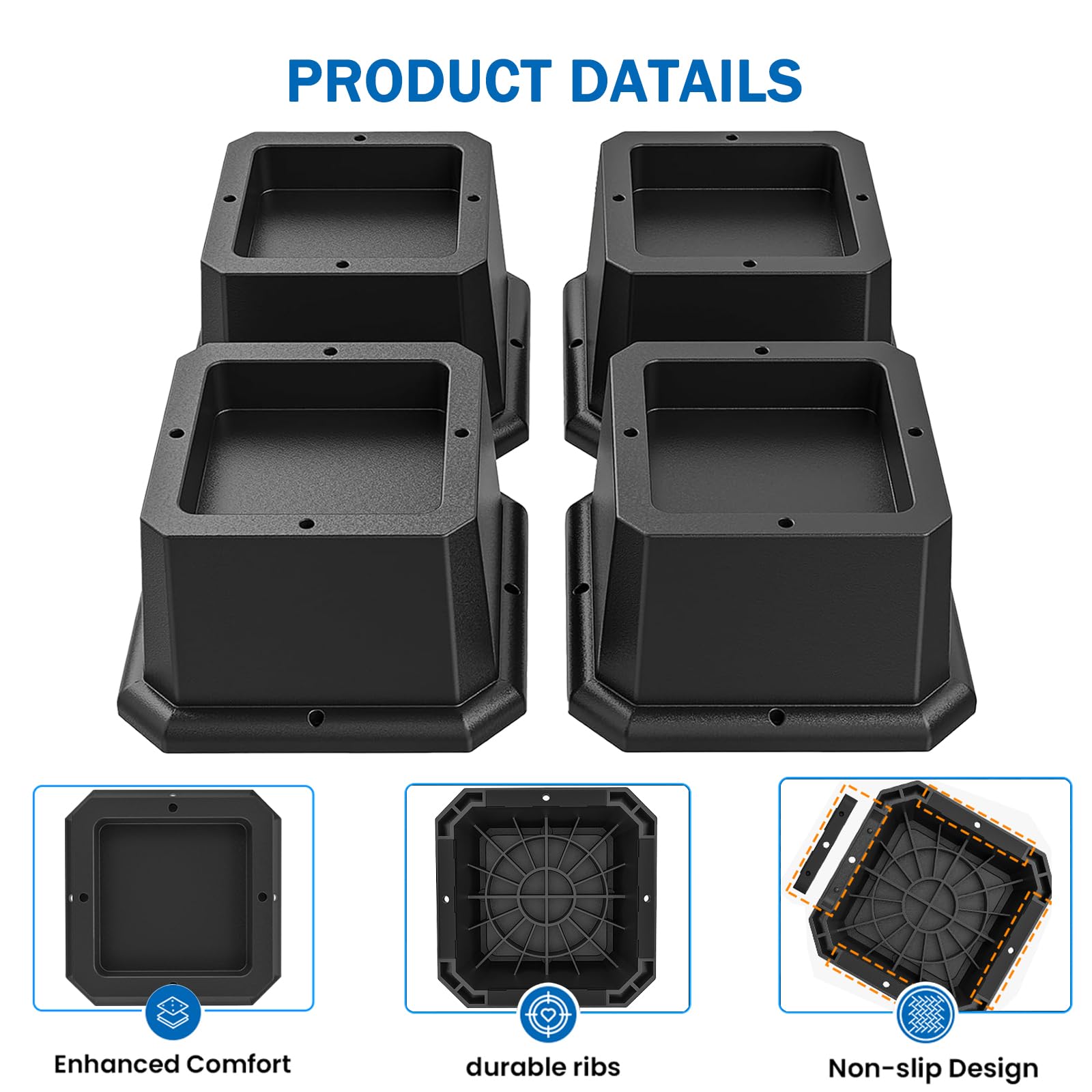 Annkut Furniture Risers 2 Inch-Bed Risers Heavy Duty-Desk Risers For Chair And Table Legs Elevation -Bed Lifts Risers (Set Of 4