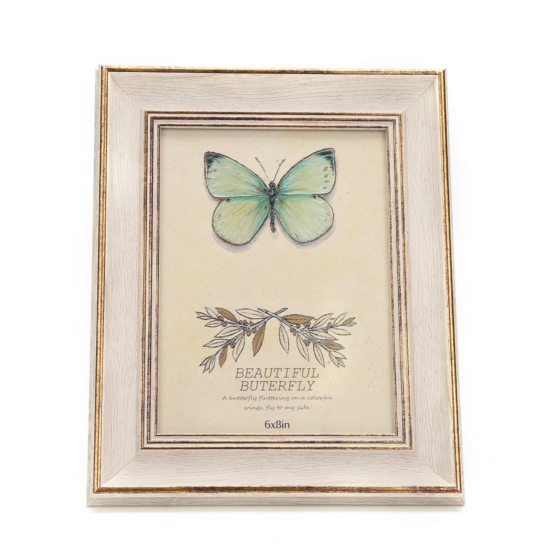 6x8 Inches Vintage Feel Rustic Picture Frame For Tabletop or Wall Hanging with Glass Front (6x8, White)