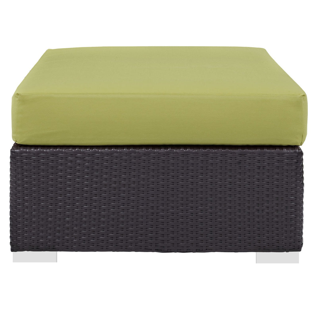 Modway Convene Wicker Rattan Outdoor Patio Rectangle Ottoman in Espresso Peridot