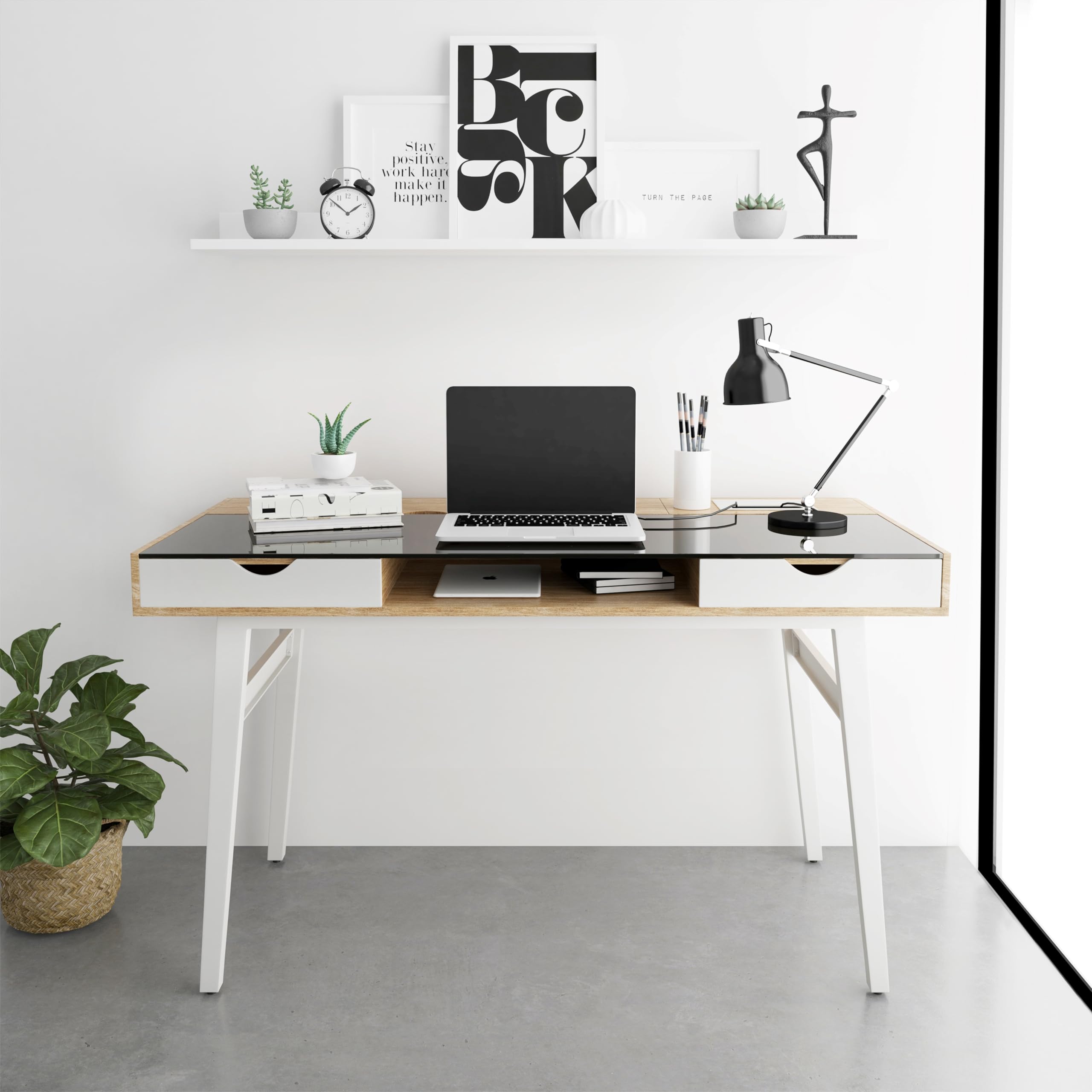 Techni Mobili Compact Multiple Storage Computer Desk, 51X23.5X30, Walnut