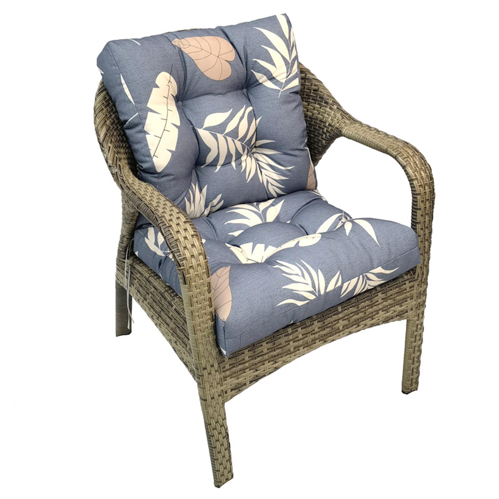 Eoieov Outdoor Chair Cushions Waterproof Floral Low Back 41.7 * 20.8 * 3',Tufted Thick Patio Outdoor Wicker Chair Seat Cushion