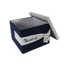 HomeRoots 11.5' x 12' x 8.5' White, Blue, Fabric -Boxes with Cover Set of 3