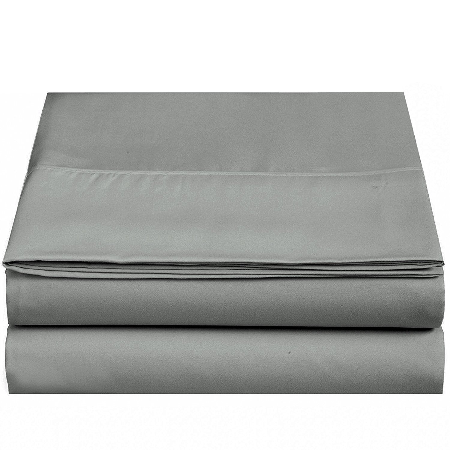 4U'Life 2-Pack Flat Bed Sheets, Ultra Soft & Comfortable Double Burshed Micrifiber(Gray,King)