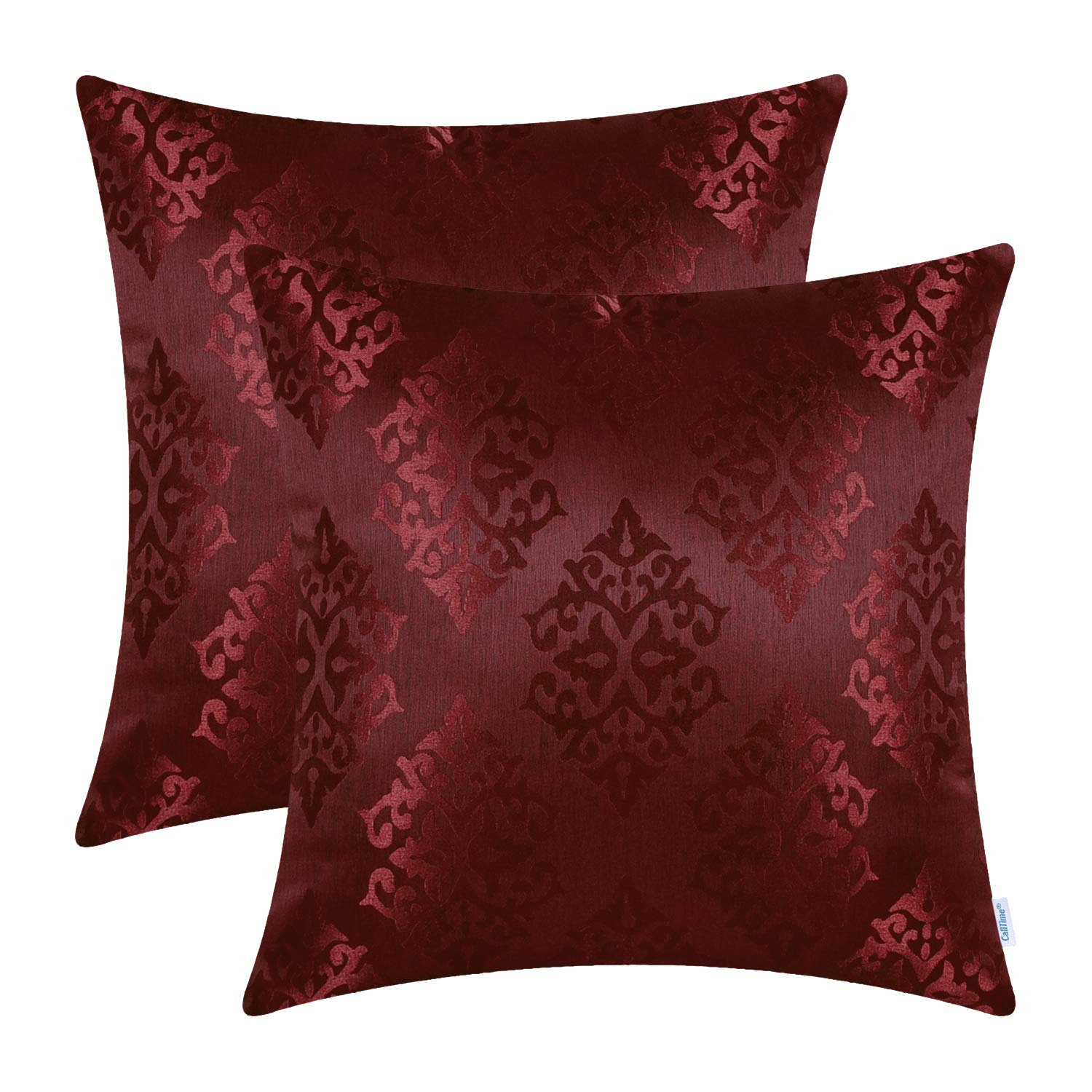 Calitime Pack Of 2 Throw Pillow Covers Cases For Couch Sofa Home Decoration Vintage Damask Shining & Dull Contrast 18 X 18 Inche