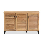 Baxton Studio Coolidge Modern and Contemporary Oak Brown Finished Wood 3-Door Shoe Storage Cabinet