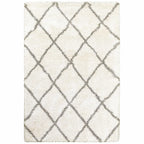 HomeRoots Polypropylene 8’ x 11’ Ivory and Gray Geometric Lattice Area Rug