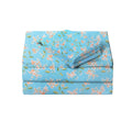 Jsd Blue Floral Printed Sheet Set Cal King, 4 Piece Soft Pattern Microfiber Sheets Extra Deep Pocket