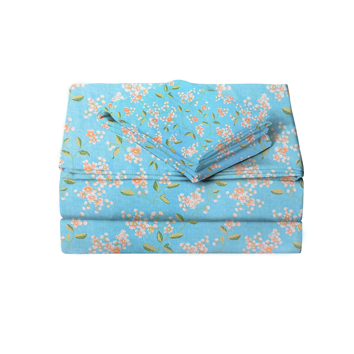 Jsd Blue Floral Printed Sheet Set Cal King, 4 Piece Soft Pattern Microfiber Sheets Extra Deep Pocket
