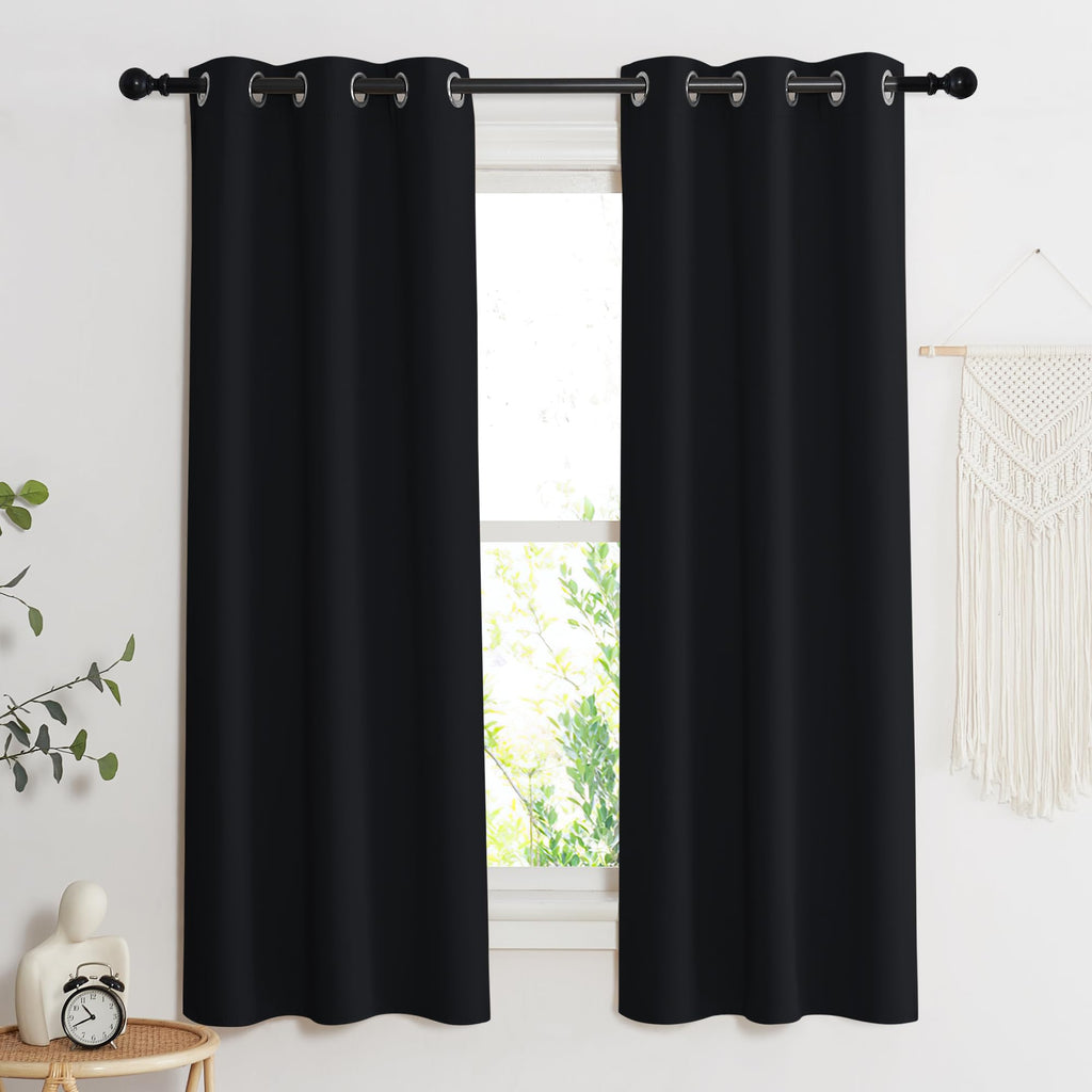 Nicetown Soundproof Thermal Insulated Blackout Curtain, Single Panel, 34 Inches By 84 Inch, Black, Thermal Insulated Solid Grommet Blackout Drape For Dining Room