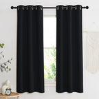 Nicetown Soundproof Thermal Insulated Blackout Curtain, Single Panel, 34 Inches By 84 Inch, Black, Thermal Insulated Solid Grommet Blackout Drape For Dining Room
