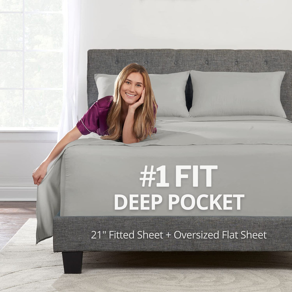 Extra Deep Pocket King Bed-Sheets - 4-Piece Includes: 18   -21    Inch Super Extra Deep Pocket Fitted Sheet - Real Oversize Flat