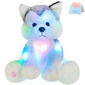 Houwsbaby Light Up Husky Stuffed Animal Dog Floppy Led Plush Toy Puppy Night Lights Glow Pillow Birthday Gifts For Kids Toddler